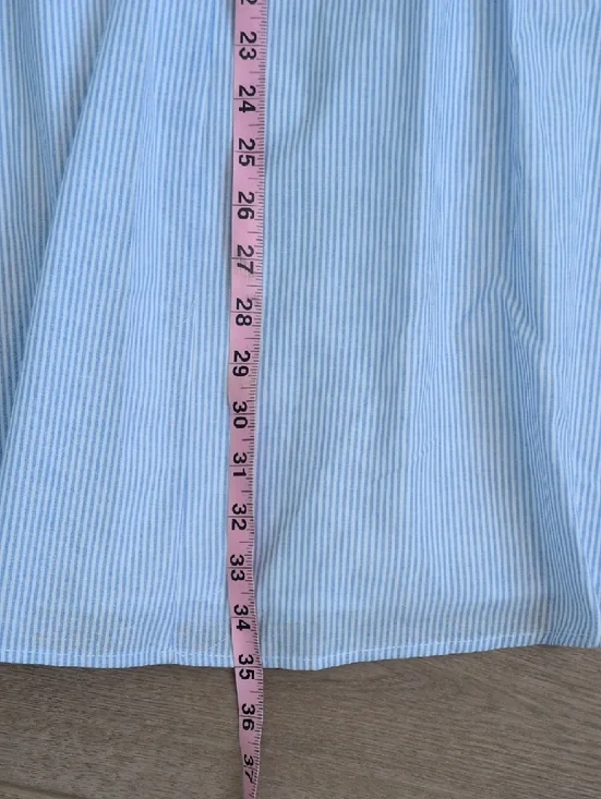 Light Blue Striped Maxi Skirt & Top- Classic A-Line Summer Style - Picture 5 of 8